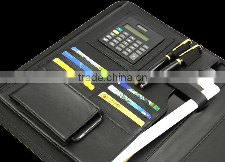 Custom Cheaper Price Leather Folder, A4 Leather Portfolio / File Folder