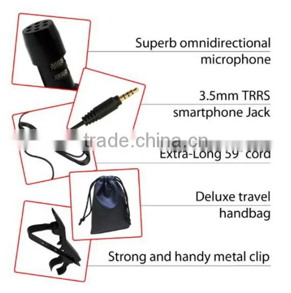 Mini omni-directional clip-on microphone , portable lapel microphone for outdoor speech