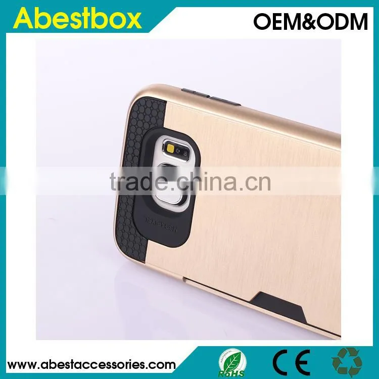 Brushed TPU+PC combo cover cases with card slot for Samsung Galaxy S6 G9200,Mobile phone hard case for S6