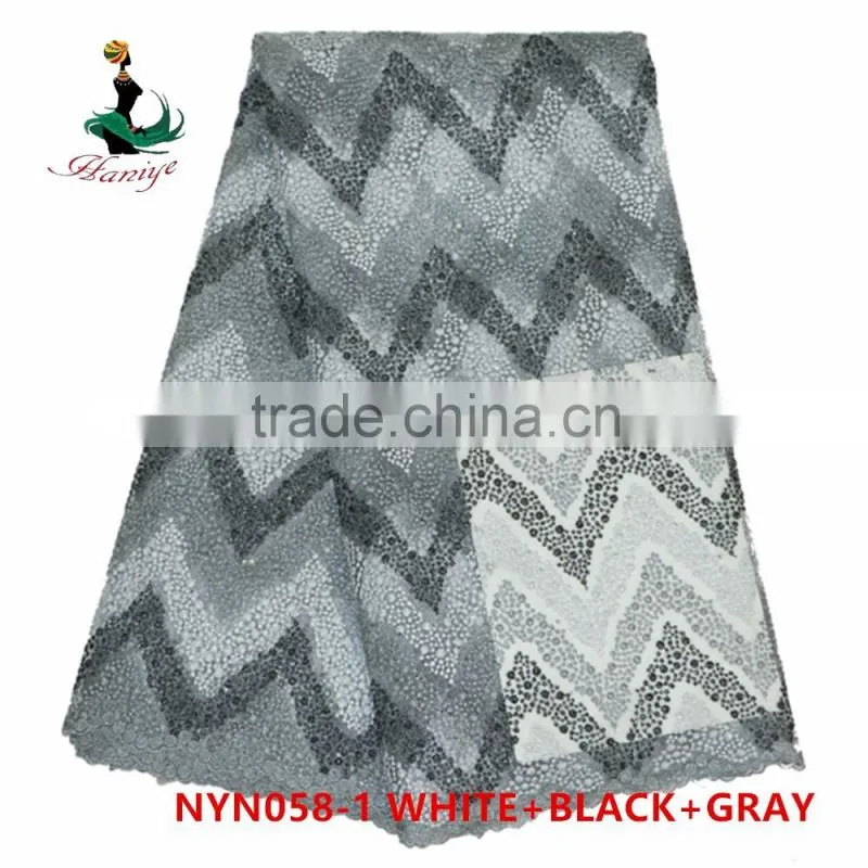 Haniye 2016 new design african french lace fabric with flower embroidery tulle lace fabric/NYN58