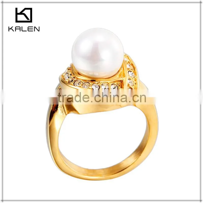 High quality stainless pearl gold ring designs for men