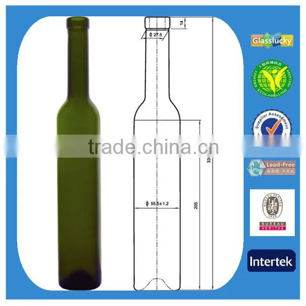 Glasslucky Olive green 500ml ice wine bottles wholesale