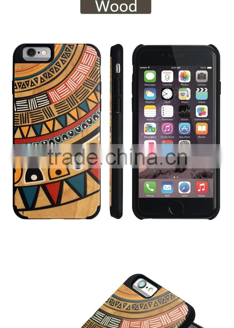 2016 Low Price China Mobile Phone Real Wooden Bamboo 3D Colourful Pattern Cover Cases For iPhone 6 6S 7 Plus Back Case