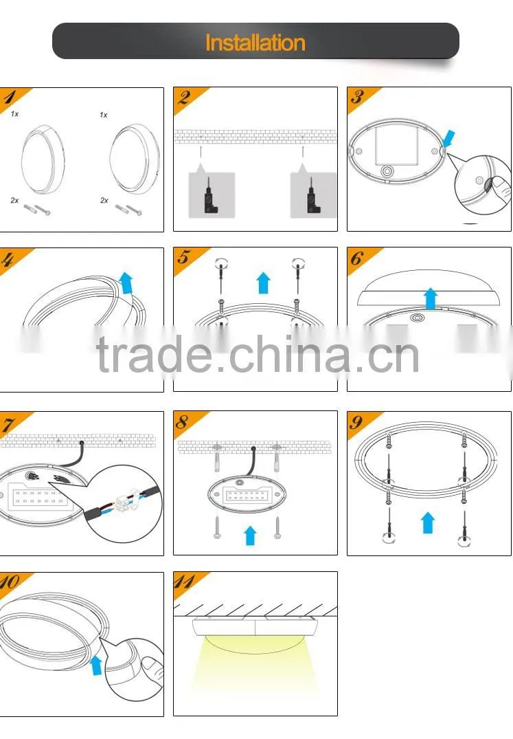 052005 Manufacturer microwave sensor led fixture ceilling light ip65 waterproof