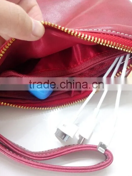 Portable multi color charging PU leather purse pocket Power bank for phone