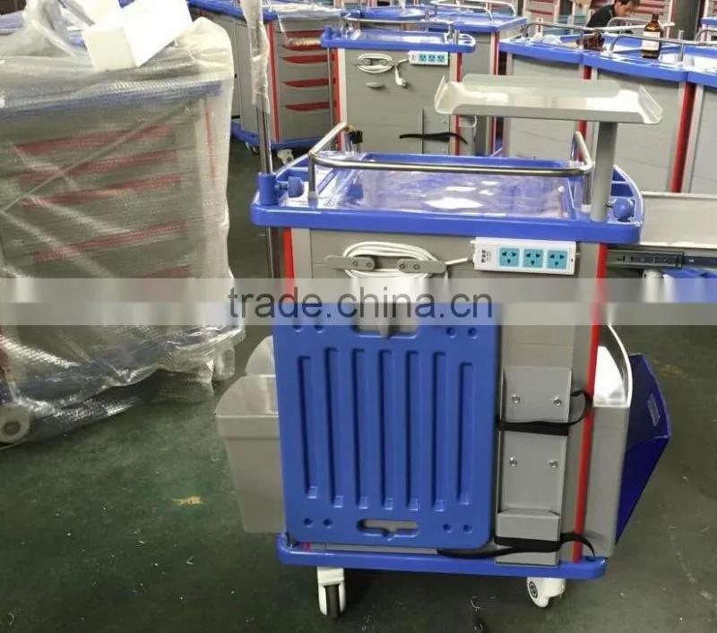 KL-ET600C Plastic medical trolley with drawer Medical Emergency Trolley