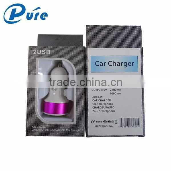 2016 Mini usb car charger adapter, 2 port usb car charger with certifications, 2.1A dual usb car charger