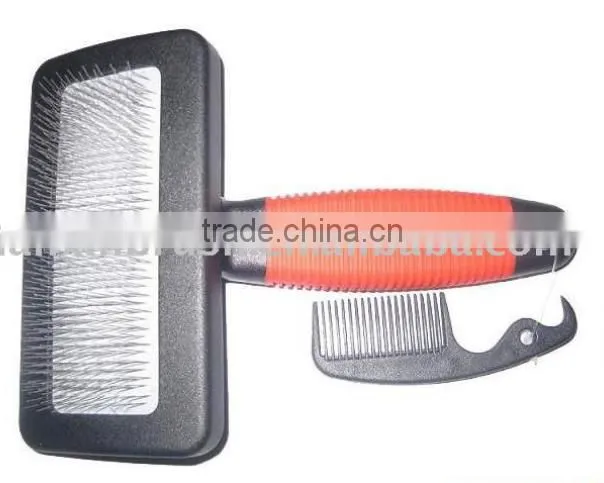 Dog pet brush with small cleaning comb