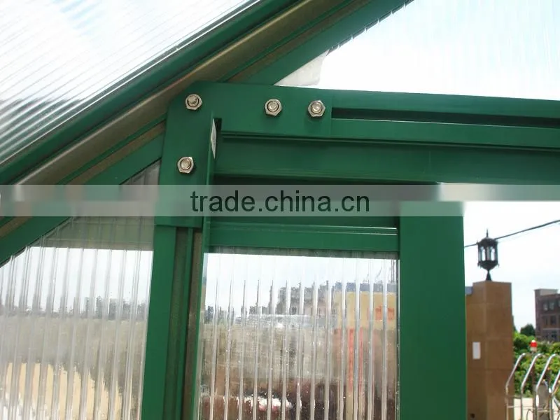 Outdoor garden 4mm PC sheet aluminum frame greenhouse for rose tomato seed