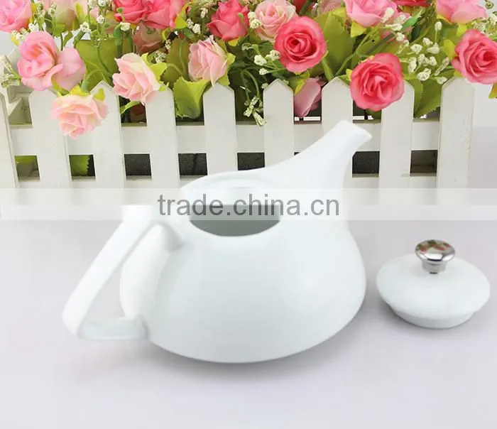 bulk supply wholesale cheap custom logo Euro style white porcelain tea pot, cheap ceramic teapot