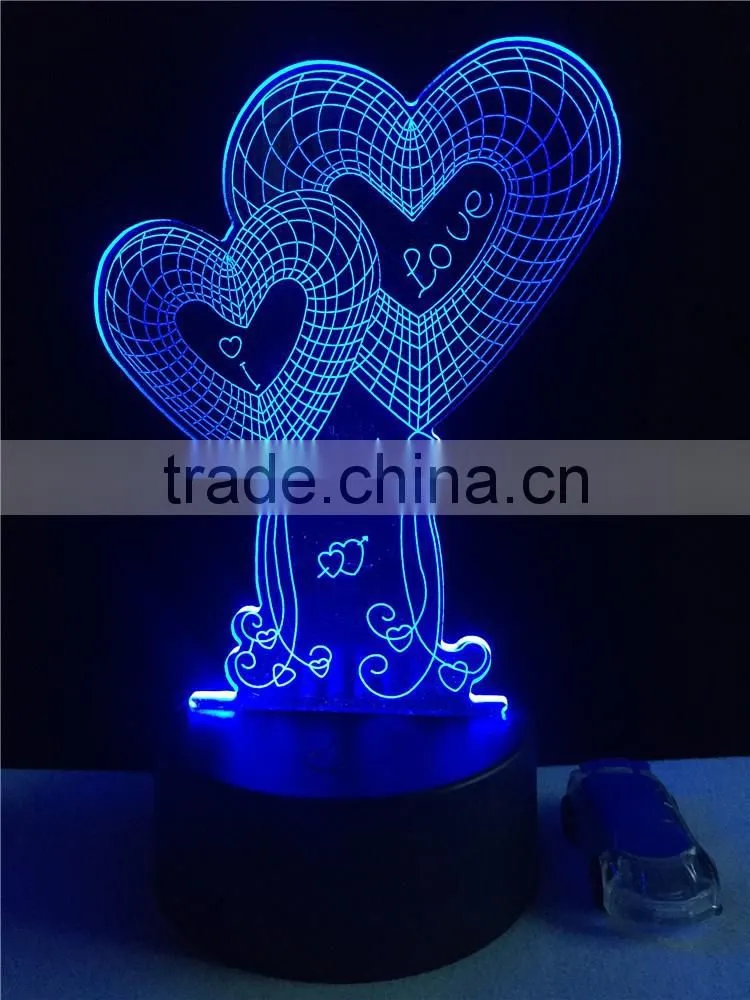 2017 Amazing Valentine's Gift Romantic night light acrylic 3d led lamp