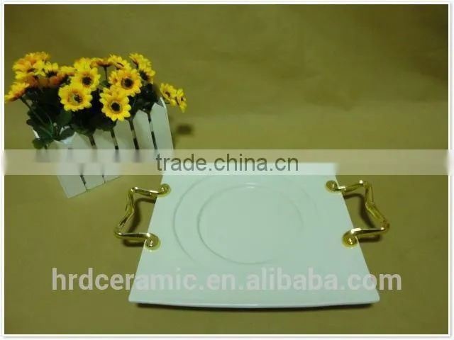 Rid decorate stock ceramic dinner plates with handles