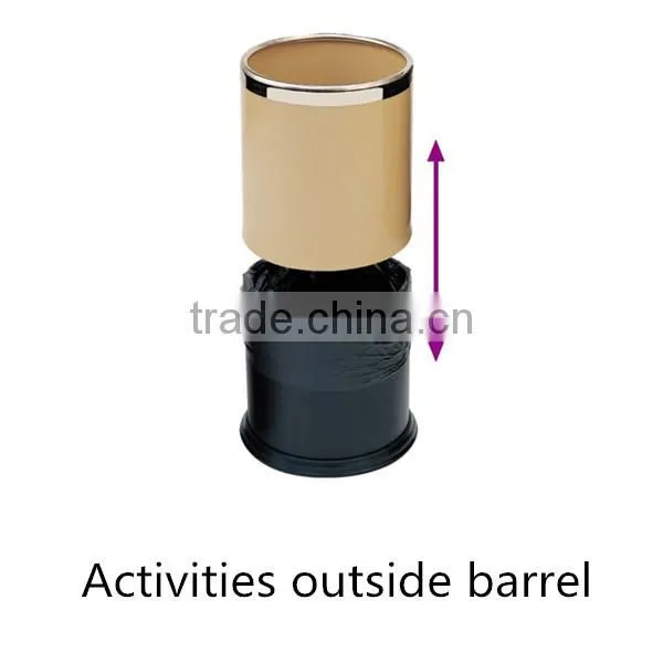 Indoor steel trash can/ Hot sale hotel guest room/living room dustbin/ Promotion garbage can GPX-25 Walnut