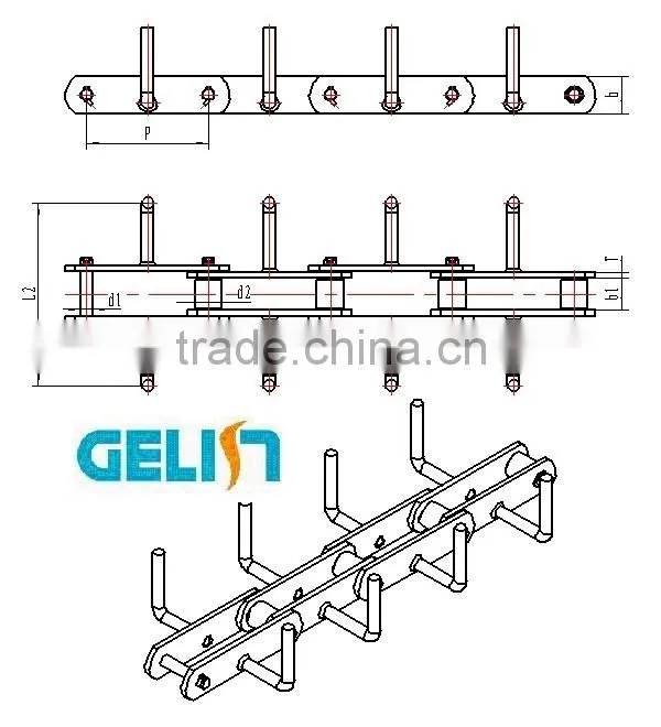 FU 270 FU 350 carbon steel scraper conveyor chain for cement conveyor
