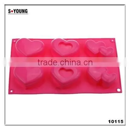10115 6 pcs hearts Shape Silicone Cake Mold
