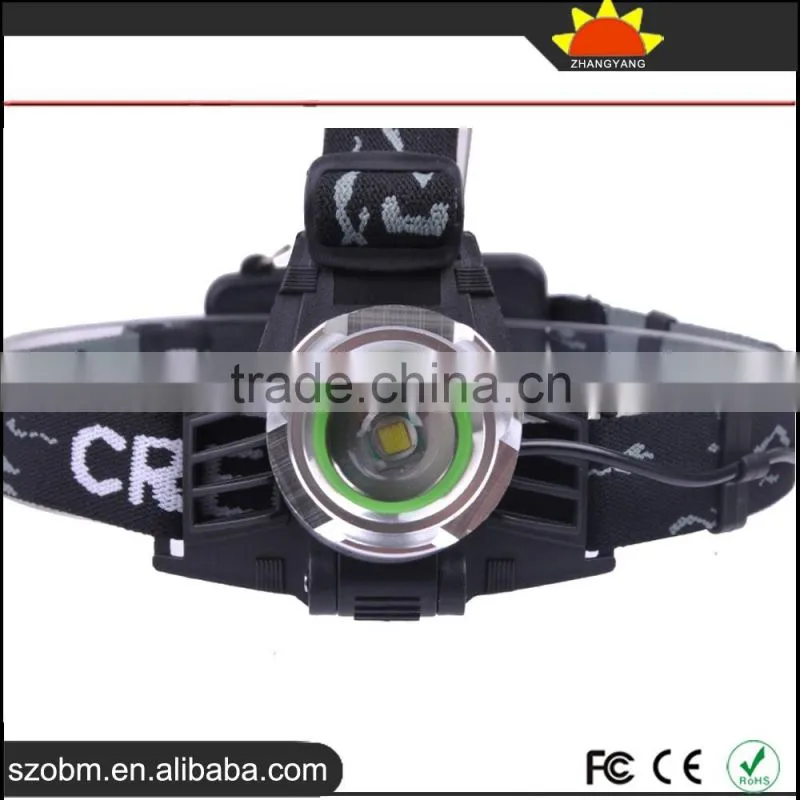 OEM XML-T6 LED Powerful 2000 Lumens Zoom rechargable LED Headlamp
