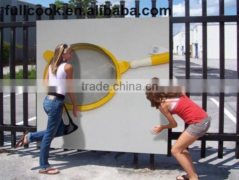 STAINLESS STEEL OIL STRAINER W/COLORFUL PLASTIC HANDLE AND HANGERS