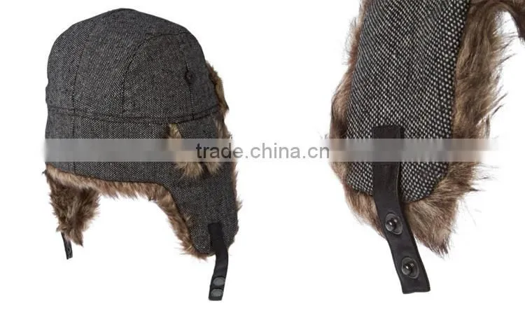 Winter warm Russian ski ear flap cap faux fur trapper hat