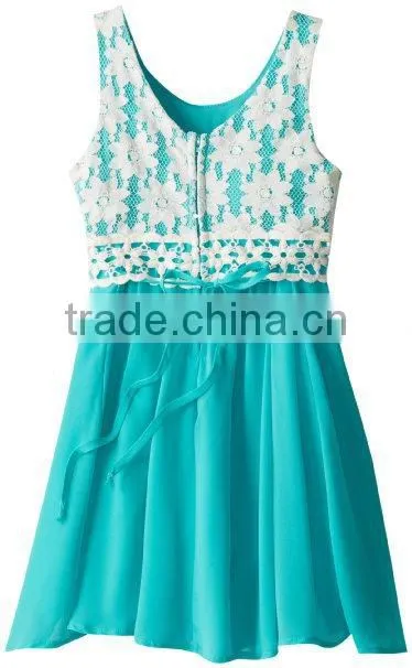Fashion Flower Girl Crochet-To-Knit Tank Dress,Green Fancy Dress