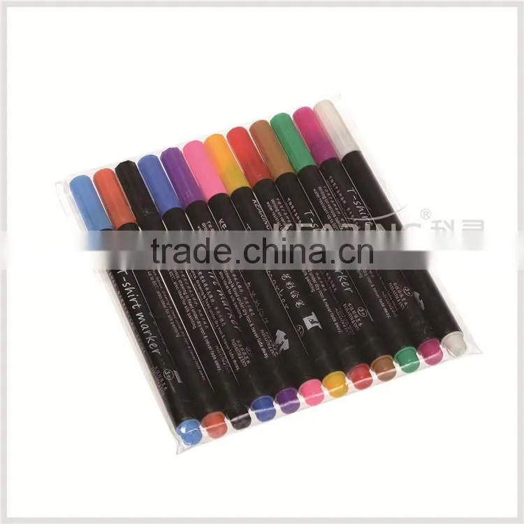 Kearing brand fabricate 12pcs/set 2.0mm nibs fabric marker ingrnious 12 colors fabric permanent T shirt marker pen#FM212