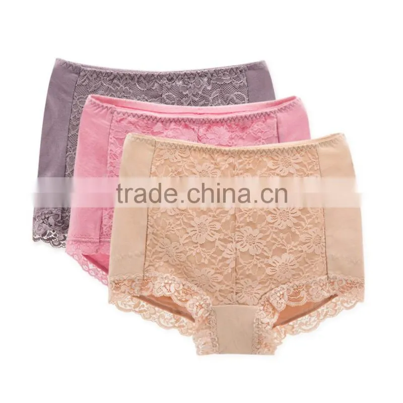 Factory Good Quality 95% Cotton 5% Spandex with Lace Custom Sexy Fancy Woman Underwear