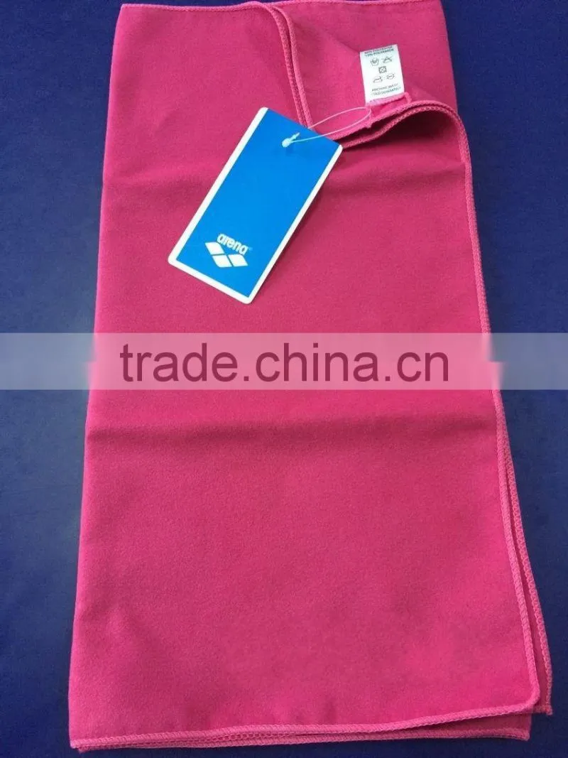Arena yellow solid suede microfiber towel ,microfiber bathing towel