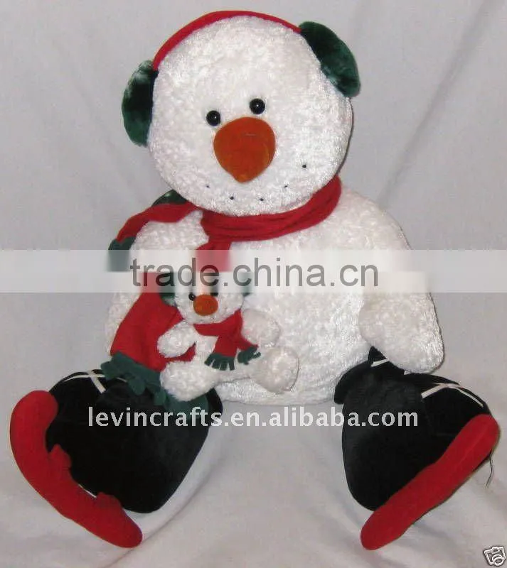 skier Ski boots snowman set baby christmas toy with plush green headset
