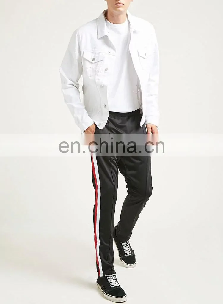 Wholesale Custom Comfortable Men Stripe-Trim Track Pants