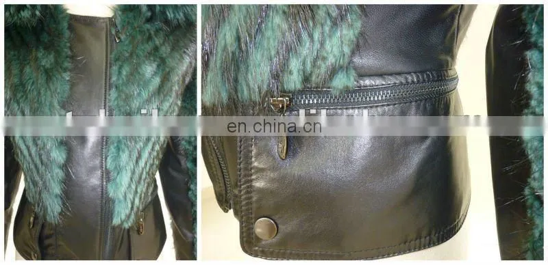 Fashion design ladies Lazy raccoon dog fur coat leather jacket