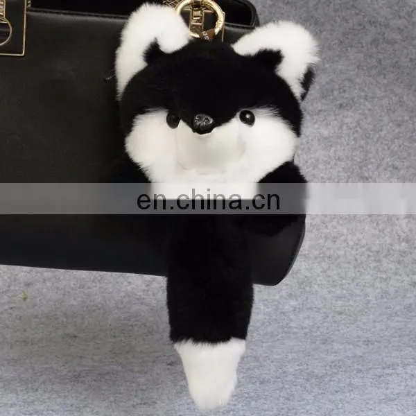 Fox Shaped Rex Rabbit Fur Keychain