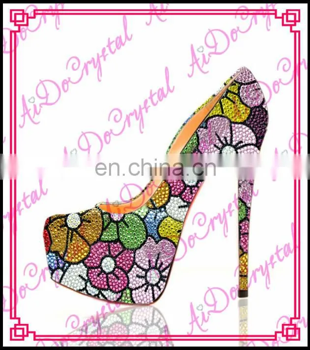 Aidocrystal Hot Sale Designer Fashion colorful platform rhinestone High Heel,shoes Women Pumps