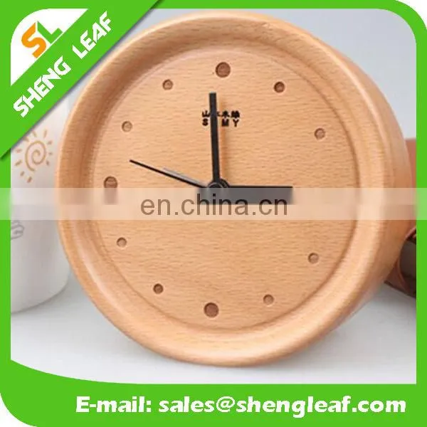 Landscape process Solid wood concave desk clock alarm clock