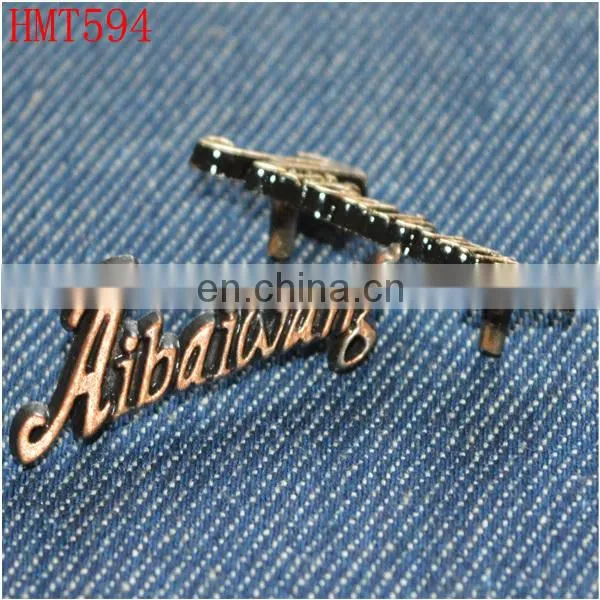 custom denim zinc alloy zamak metal logo label