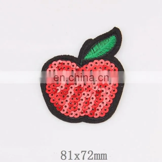 Custom Apple Grape Cherry Fruit Shape Sew On Sequins Embroidered Patch