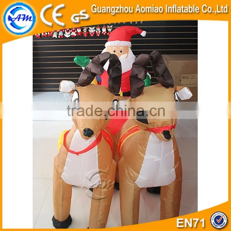 Outdoor christmas decoration inflatable santa with sleigh and reindeer