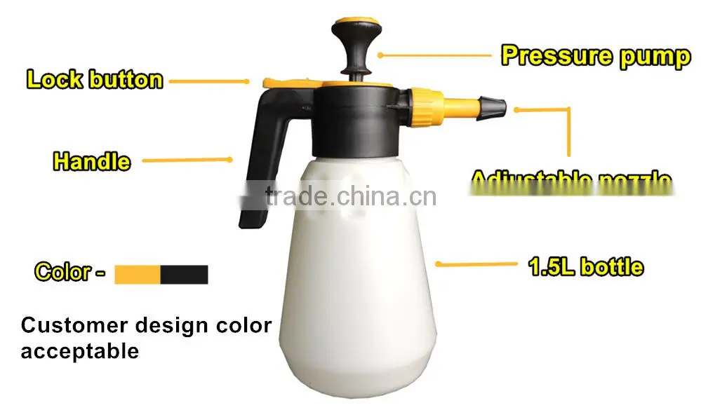(802) New arrival 1.5 liter rotary nozzle from mist to jet plastic material pest control and watering PP and PE garden sprayer