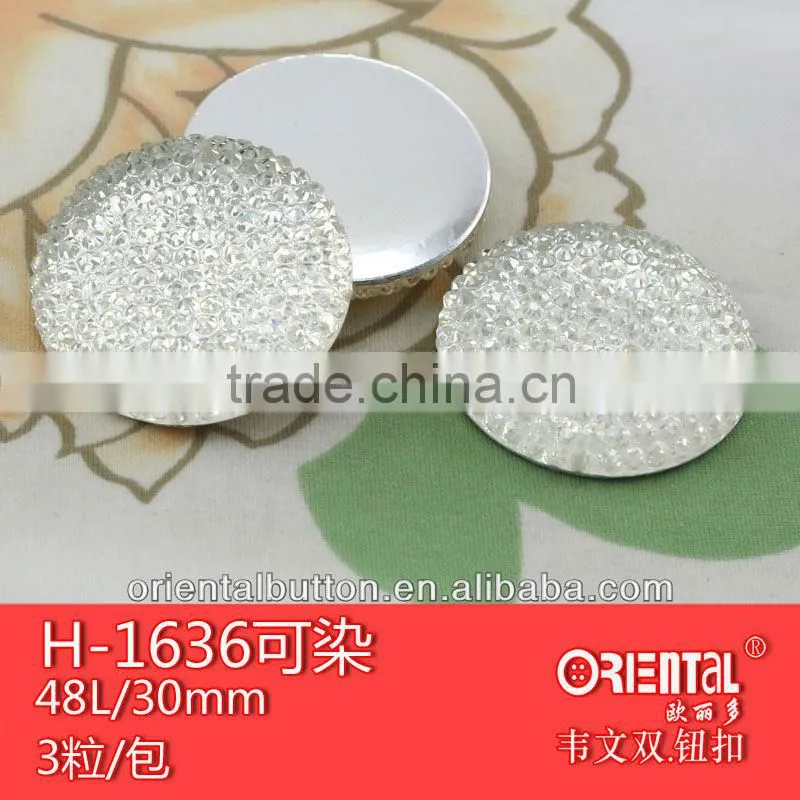 the newest design polyester flat back decorative dyeable button