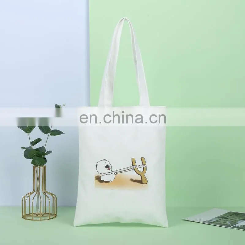 Wholesale Canvas Eco Friendly Handbag Logo Printed colorful cheap Cotton Tote bag for Women