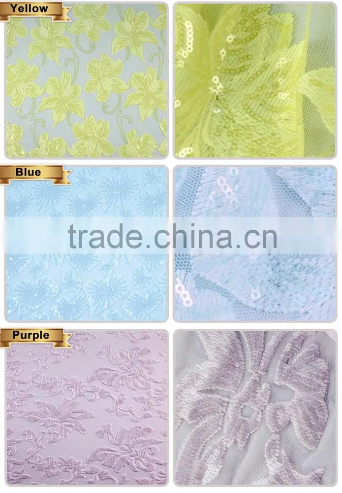 Latest fashion top quality 100%polyester different types of sequin embroidery fabric dresses for women