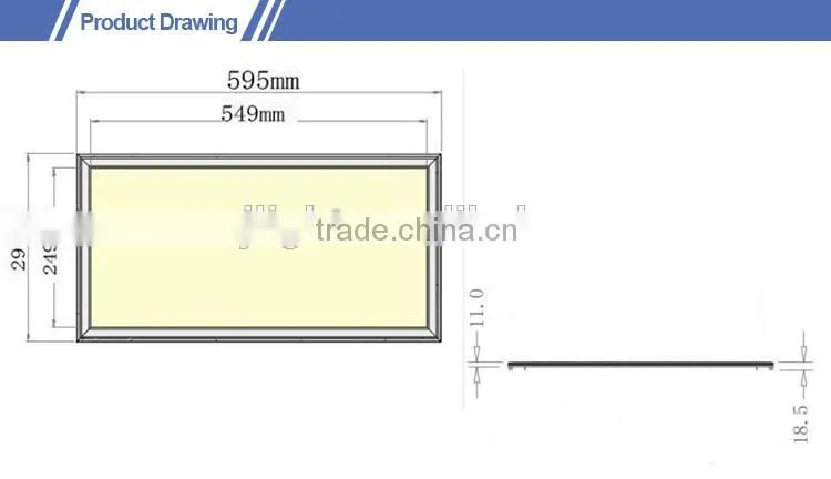 High Lumen and Eye Protection 27w smd slim square led panel 30x60