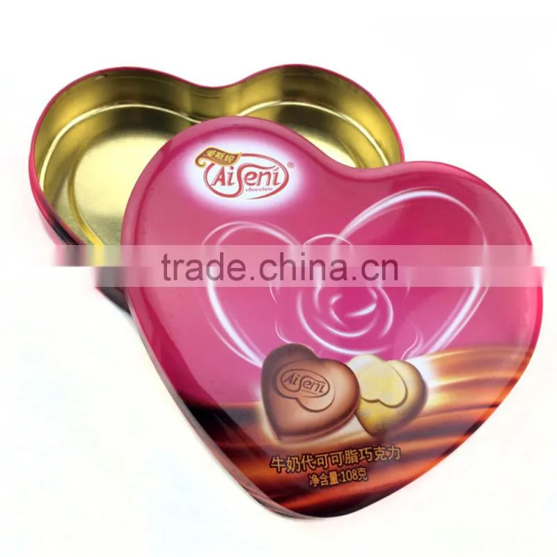 plain heart shape candy packaging metal tin box