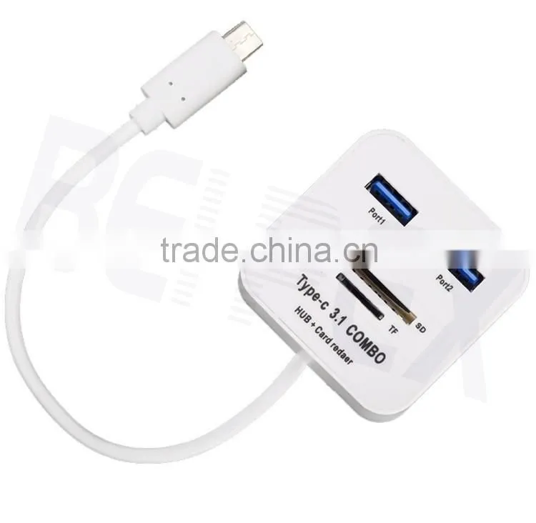 Universal Travel 3.1 Type C to 2 Ports Micro Card OTG Power Adapter