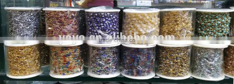 BCL1137 Hot sale clear crystal quartz chips beaded chains,wire wrapped rosary chains
