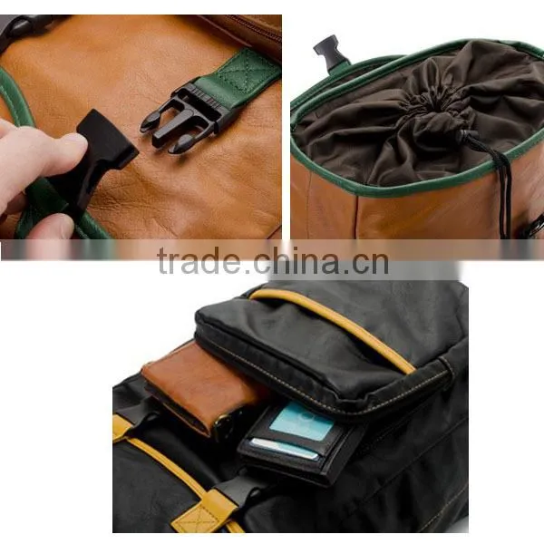 Vintage online wholesale shop clear black leather drawstring laptop backpack bag
