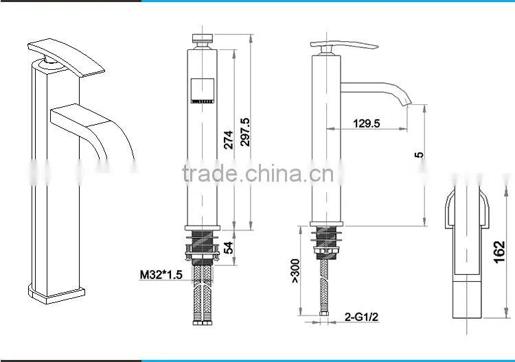 High Quality Brass Single Handle Hotel Tall Basin Mixer