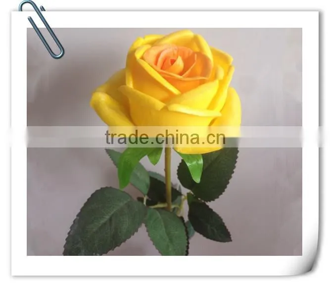 Long stem and low price PU real touch flower yellow rose