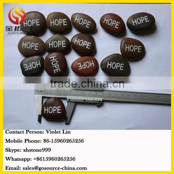 Natural polished river stone engraved inspired words rocks