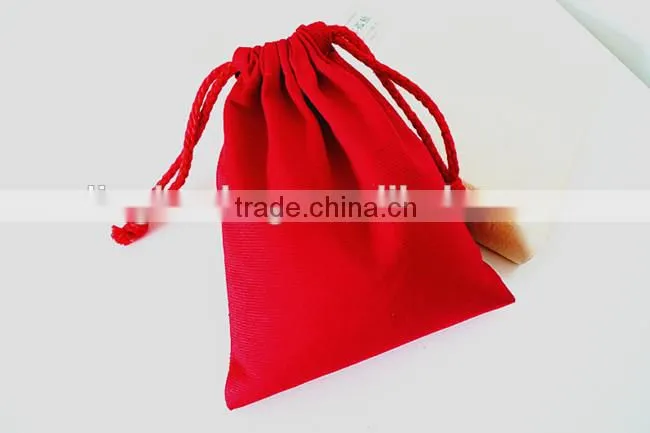 wholesale red color canvas drawstring gift packing bag