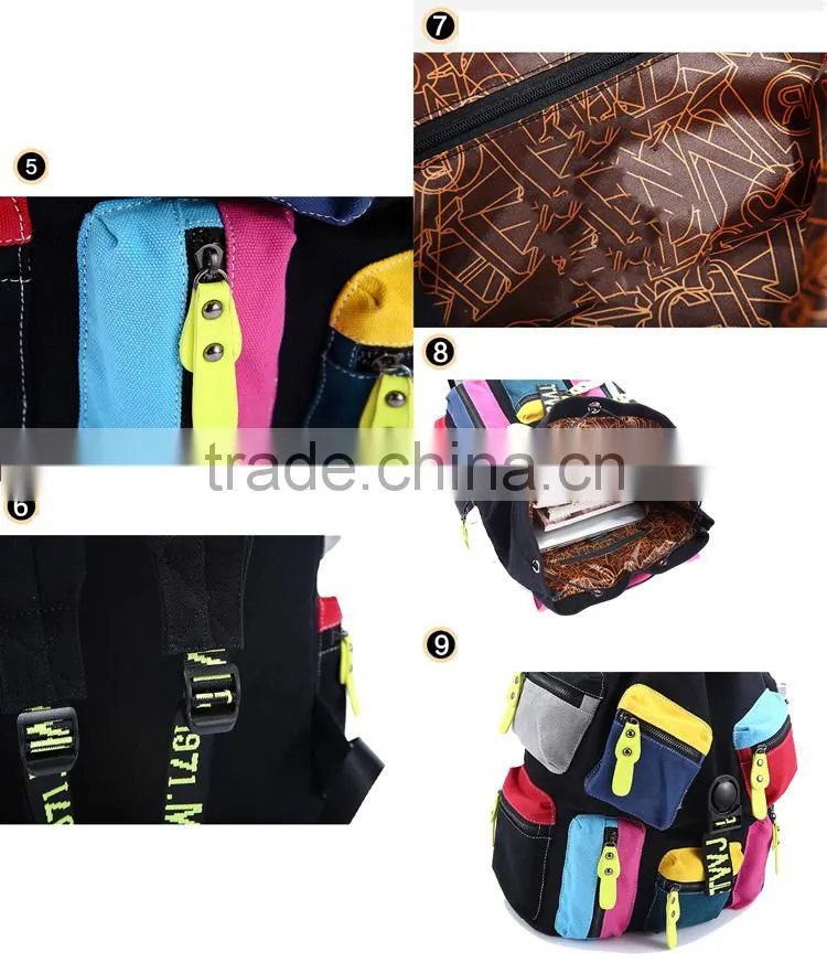 Fashion design canvas sports backpack/teenagers fashion sports backpack bag