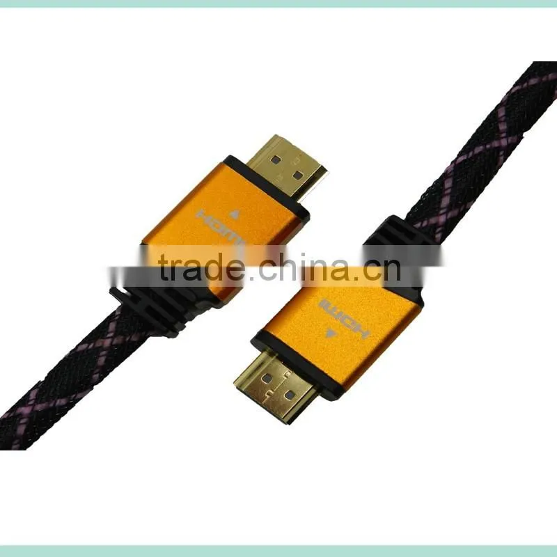 V2.0 yellow hdmi cable with Ethernet and gold connector support 3D and 4K